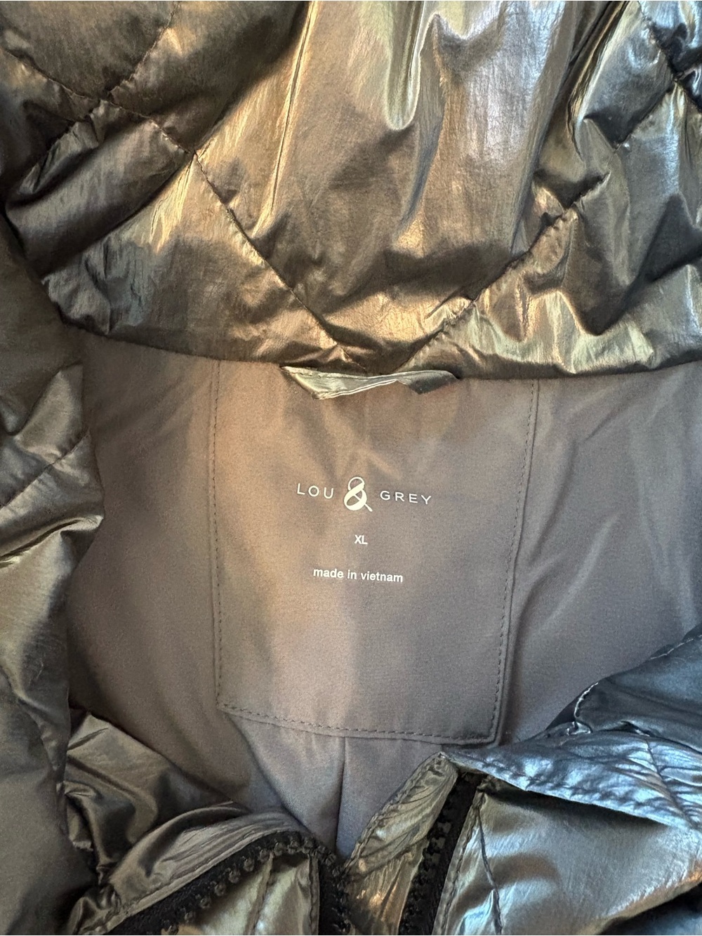 Ann Taylor LOFT/Lou & Grey Metallic Quilted Puffer Jacket - Silver Size XL NWOT - Picture 5 of 7